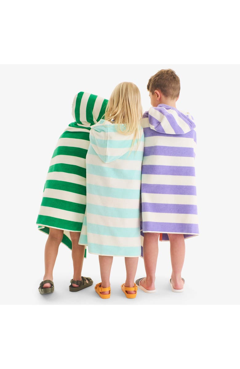 Primary Kids Stripe Hoodie Towel, Alternate, color, White New Rainbow Stripe