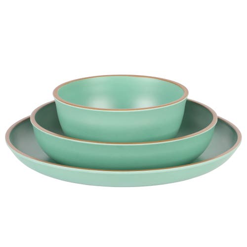 Gibson Home Rockabye 12 Piece Double Bowl Melamine Dinnerware Set In Green