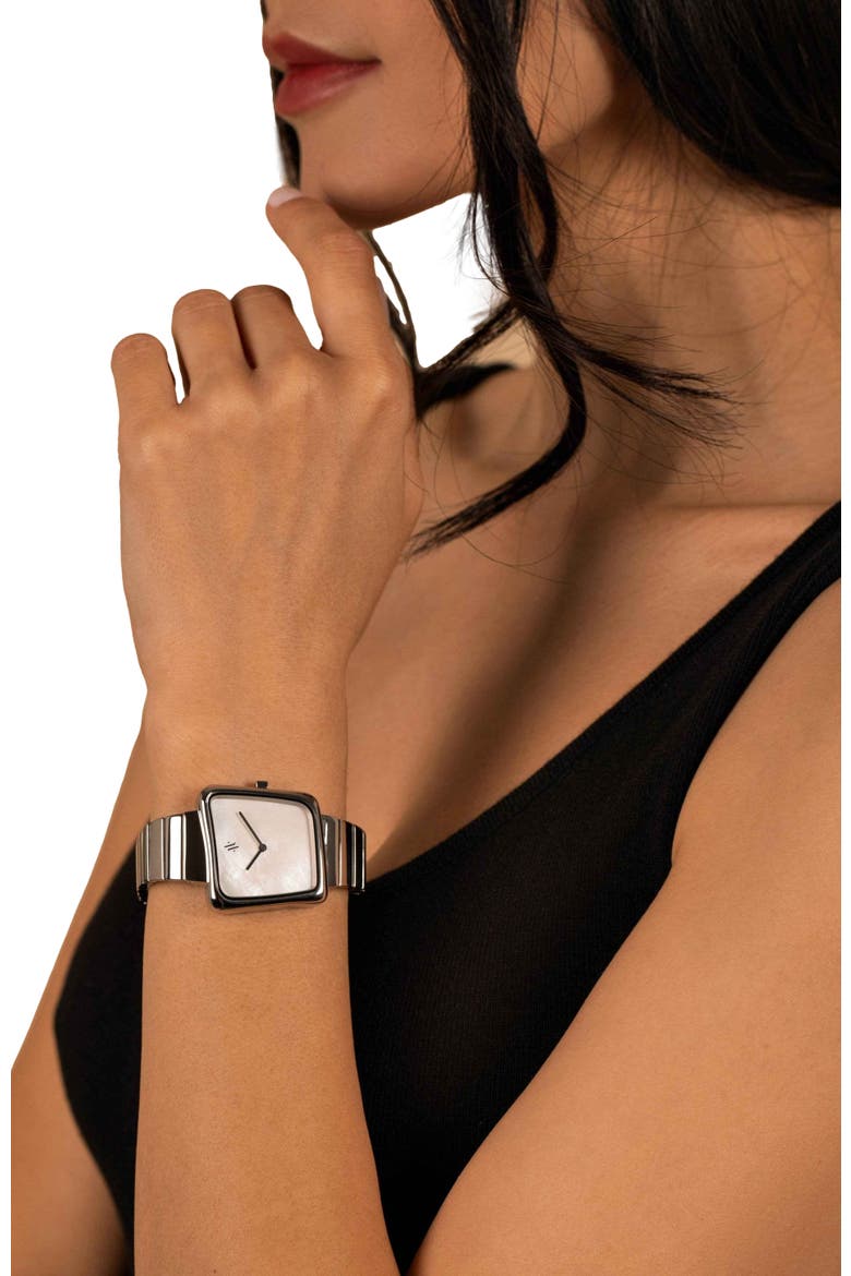 Nebula Gemstone Watch, Alternate, color, White Pearl-Silver