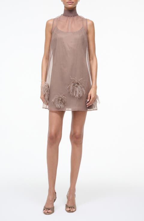 Albee Feather Puff Sleeveless Minidress