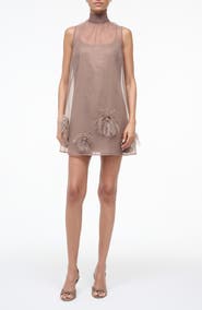 STAUD Albee Feather Puff Sleeveless Minidress