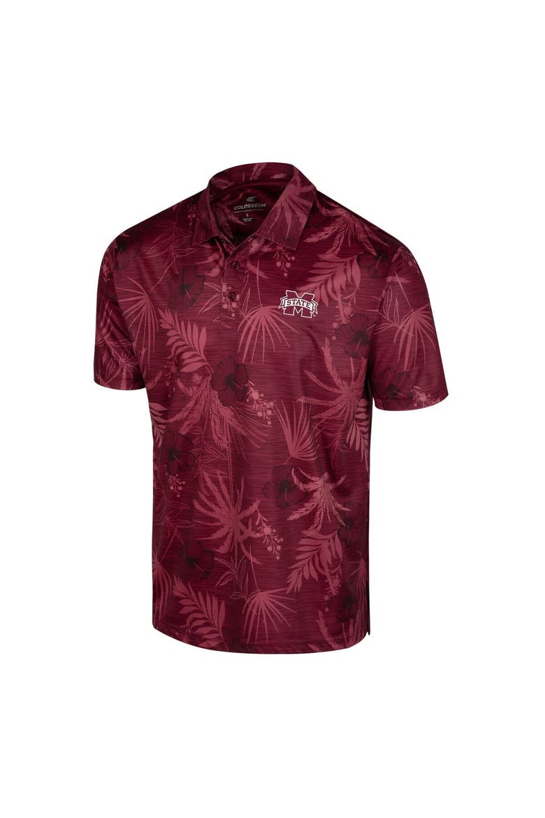 Men's Colosseum Maroon Mississippi State Bulldogs Palms Team Polo, Alternate, color, Maroon