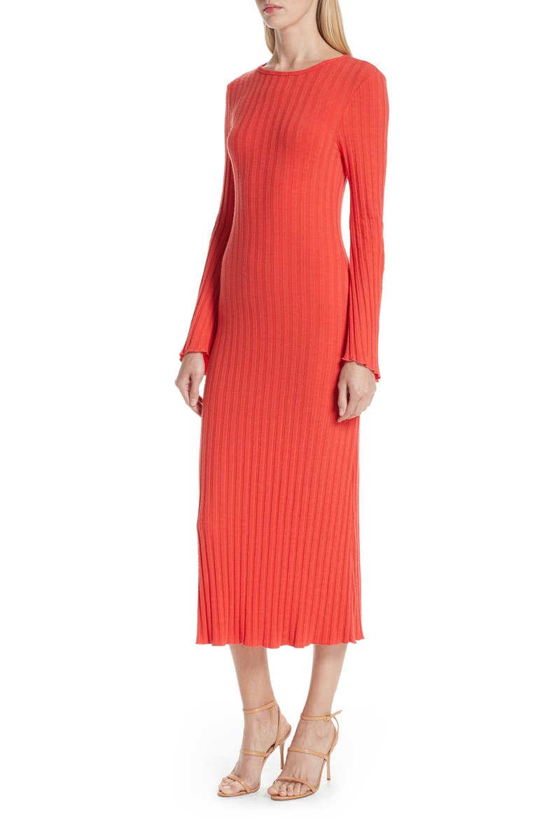 Rib Dress, Alternate, color, RED