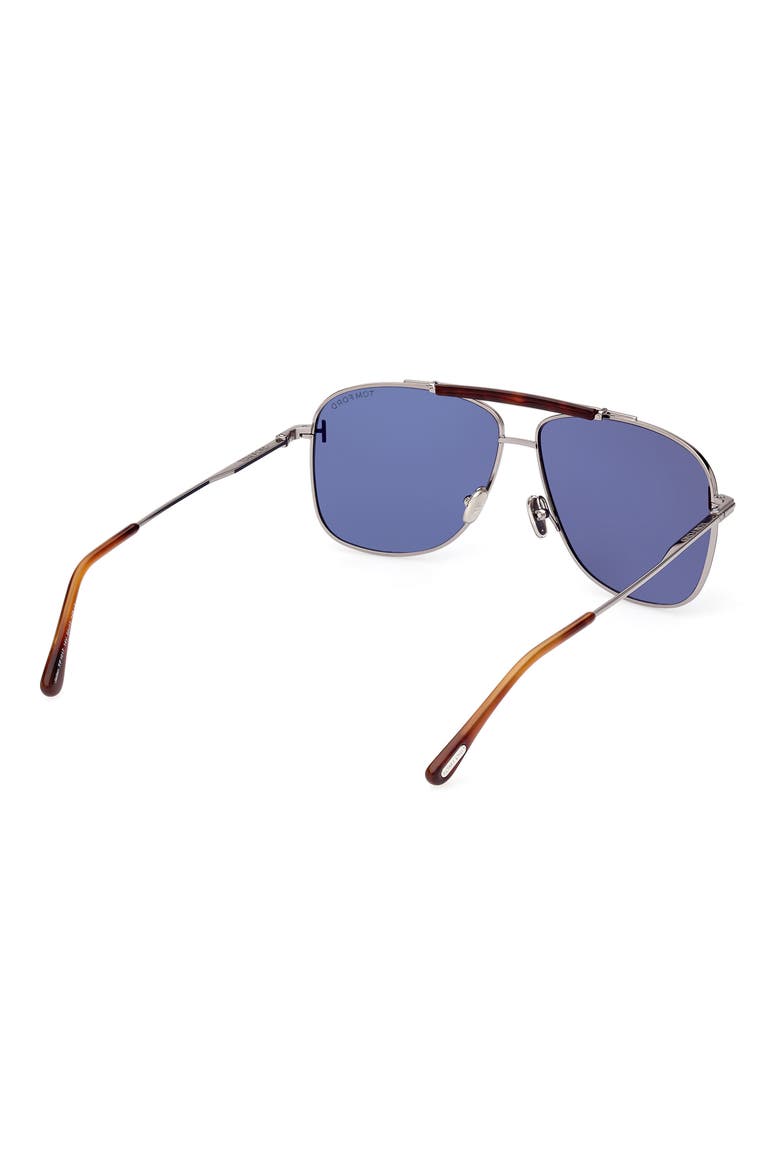 Jaden 60mm Polarized Navigator Sunglasses, Alternate, color, SHINY LIGHT RUTHENIUM / BLUE