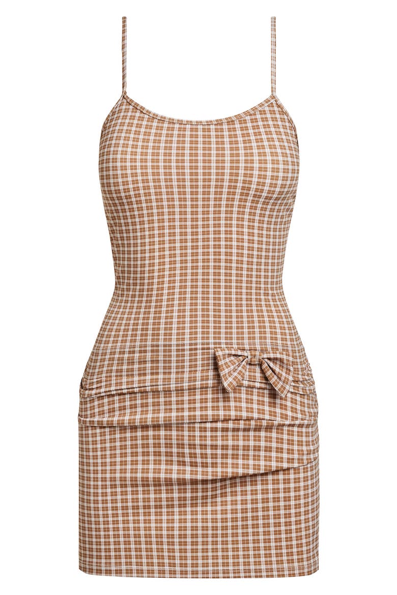 Intuition Bow Check Minidress, Alternate, color, CHOCOLATE CHECK
