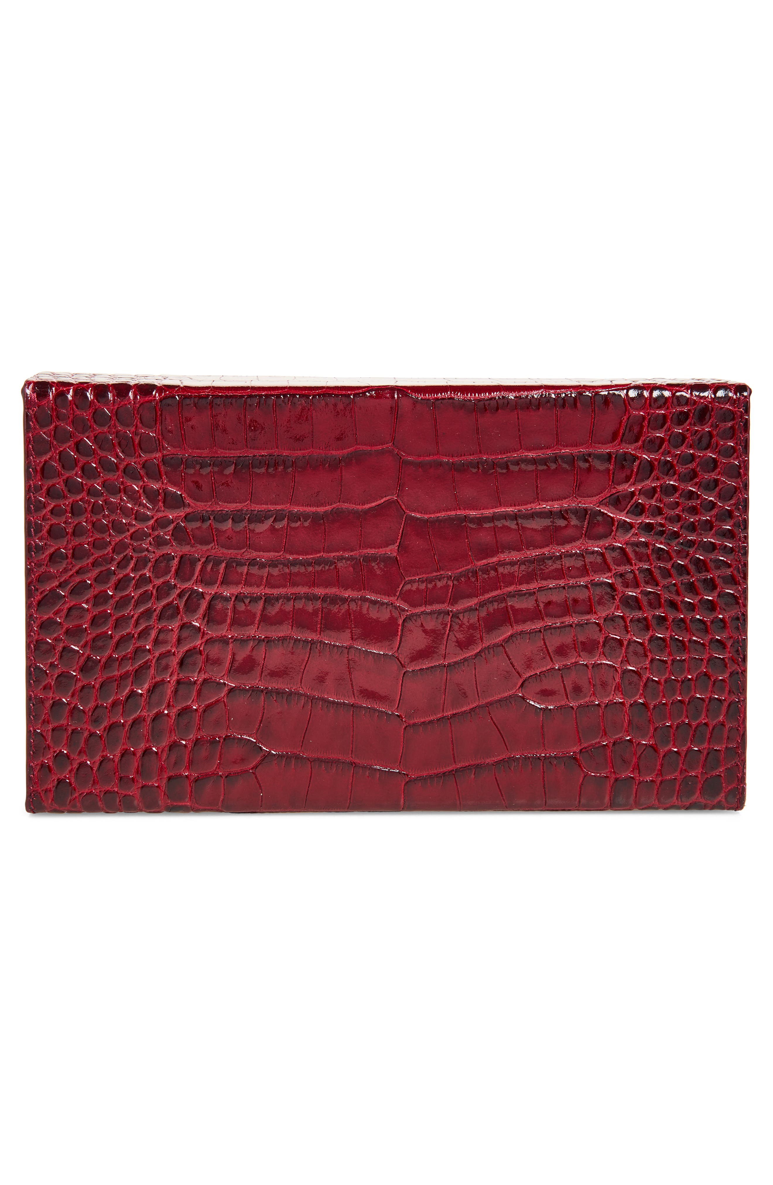 TOM FORD T Latch East/West Croc Embossed Leather Clutch, Alternate, color, Ruby Red