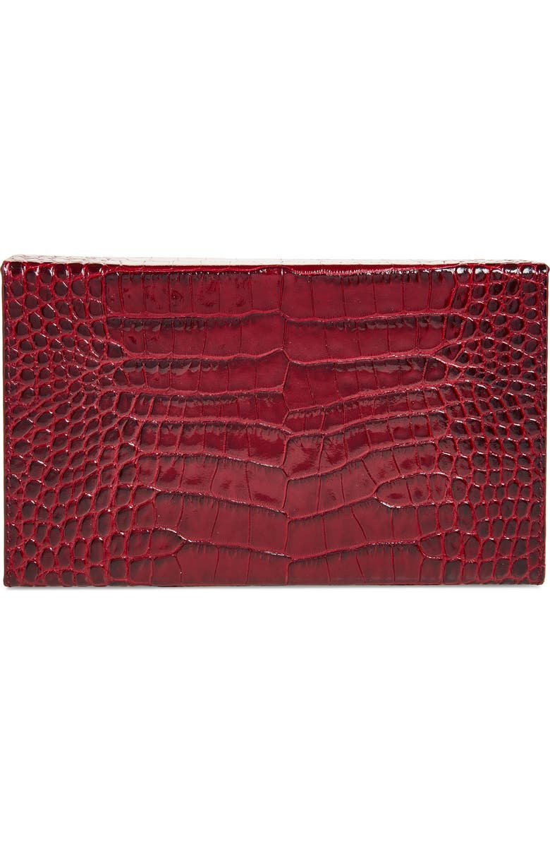 TOM FORD T Latch East/West Croc Embossed Leather Clutch, Alternate, color, Ruby Red