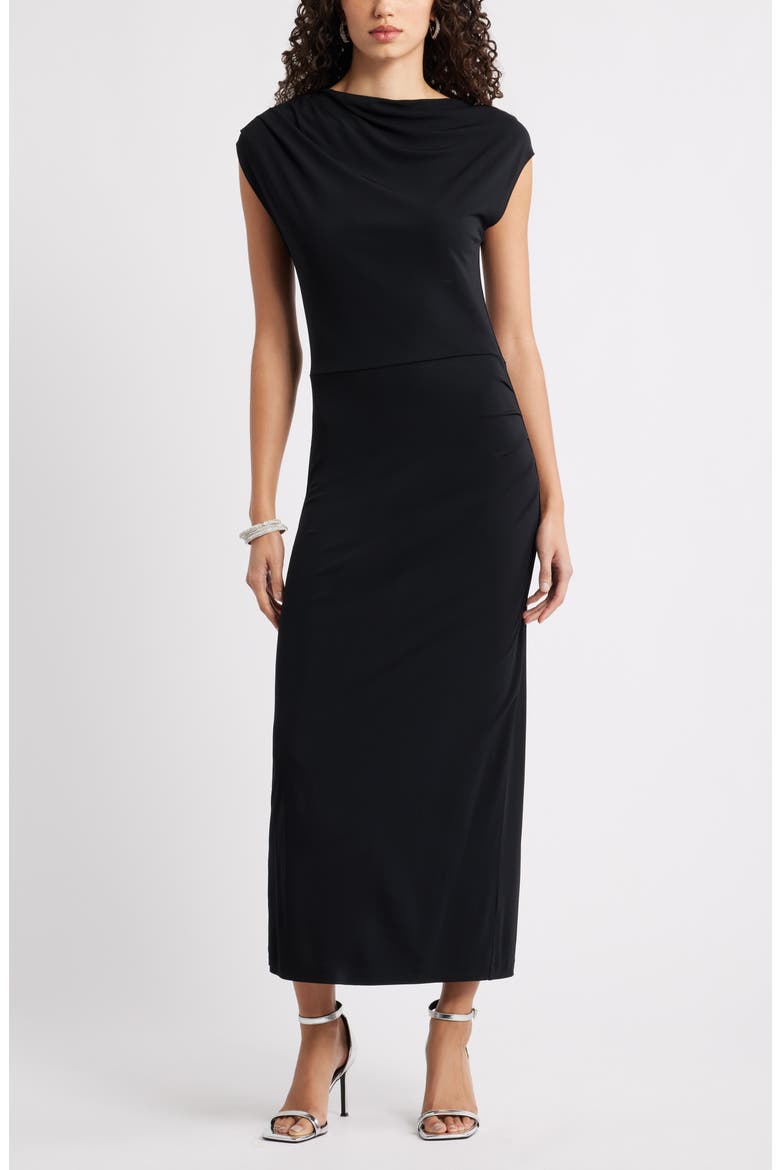 Draped Matte Jersey, Main, color, BLACK