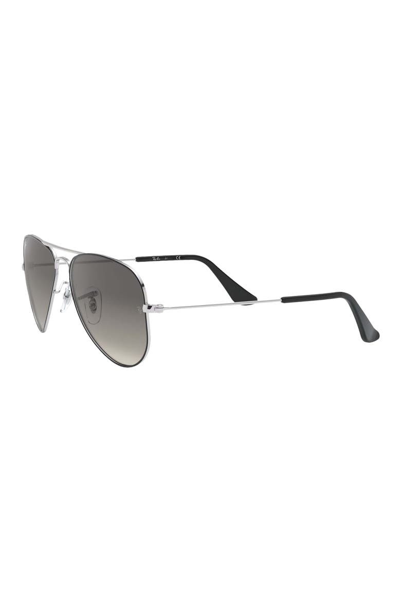 Junior 50mm Aviator Sunglasses, Alternate, color, SILVER/ BLACK/ GREY GRADIENT