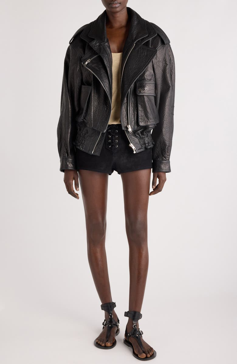 Isabel Marant Aneli Leather Moto Jacket, Alternate, color,