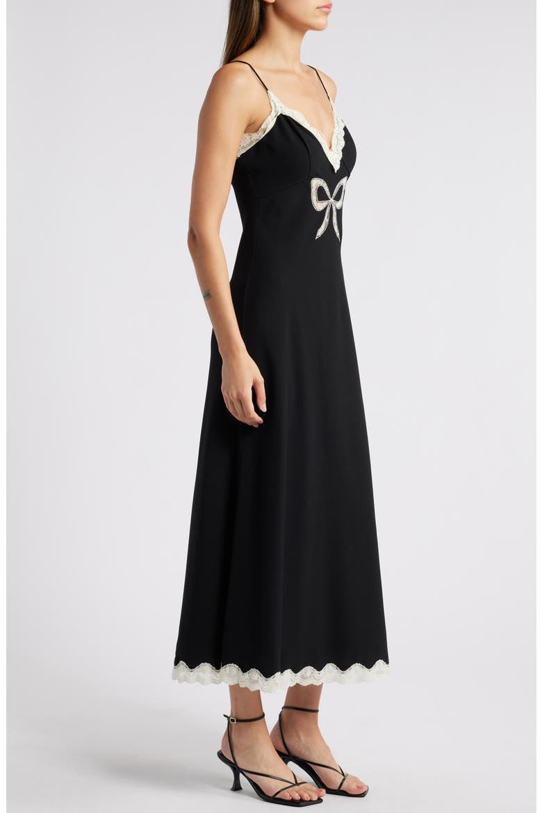 Manuela Lace Trim Maxi Slipdress, Alternate, color, BLACK
