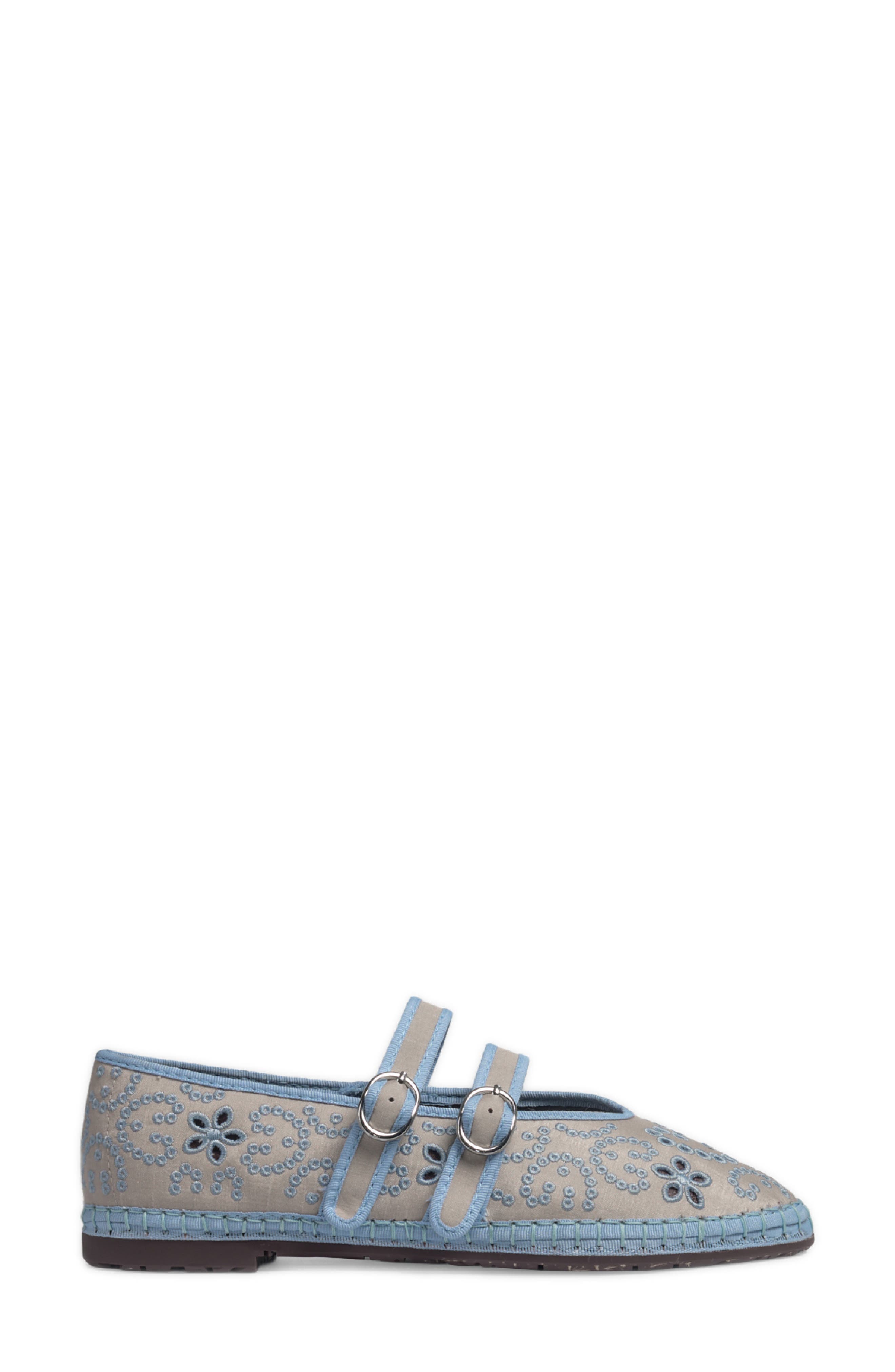 Claire Roller Rabbit Eyelet-Embroidered Mary Jane Flat, Alternate, color, LIGHT GREY