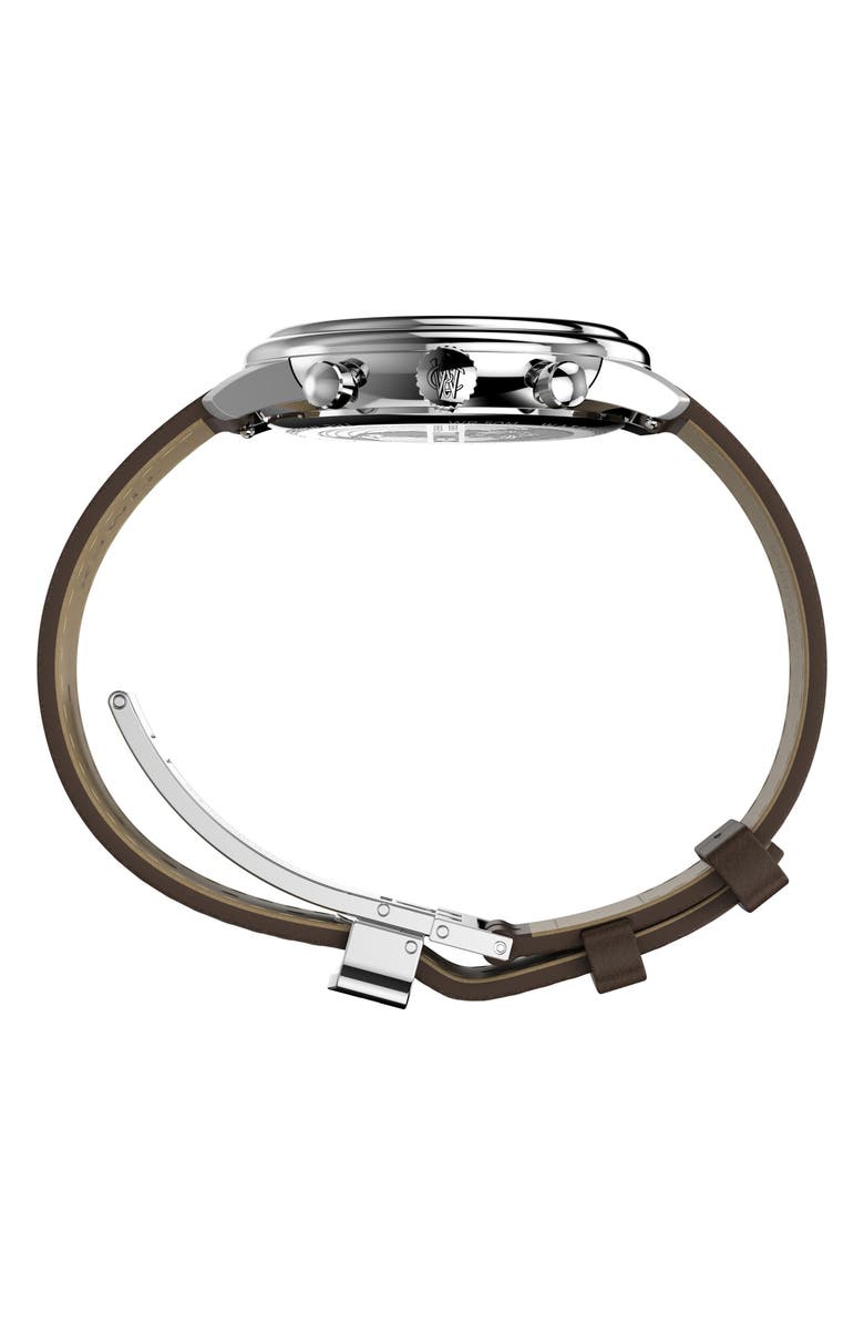 Timex<sup>®</sup> Waterbury Metropolitan Chronograph Leather Strap Watch, 41mm, Alternate, color, Brown