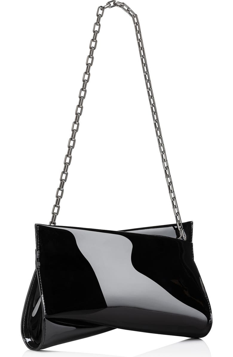 Christian Louboutin Small Loubitwist Patent Leather Clutch, Alternate, color, Black
