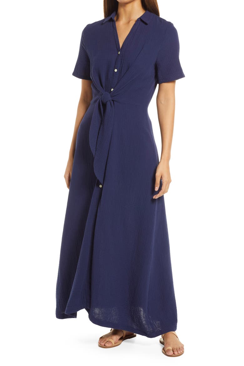 Gauze Vacation Shirtdress, Main, color, NAVY PEACOAT