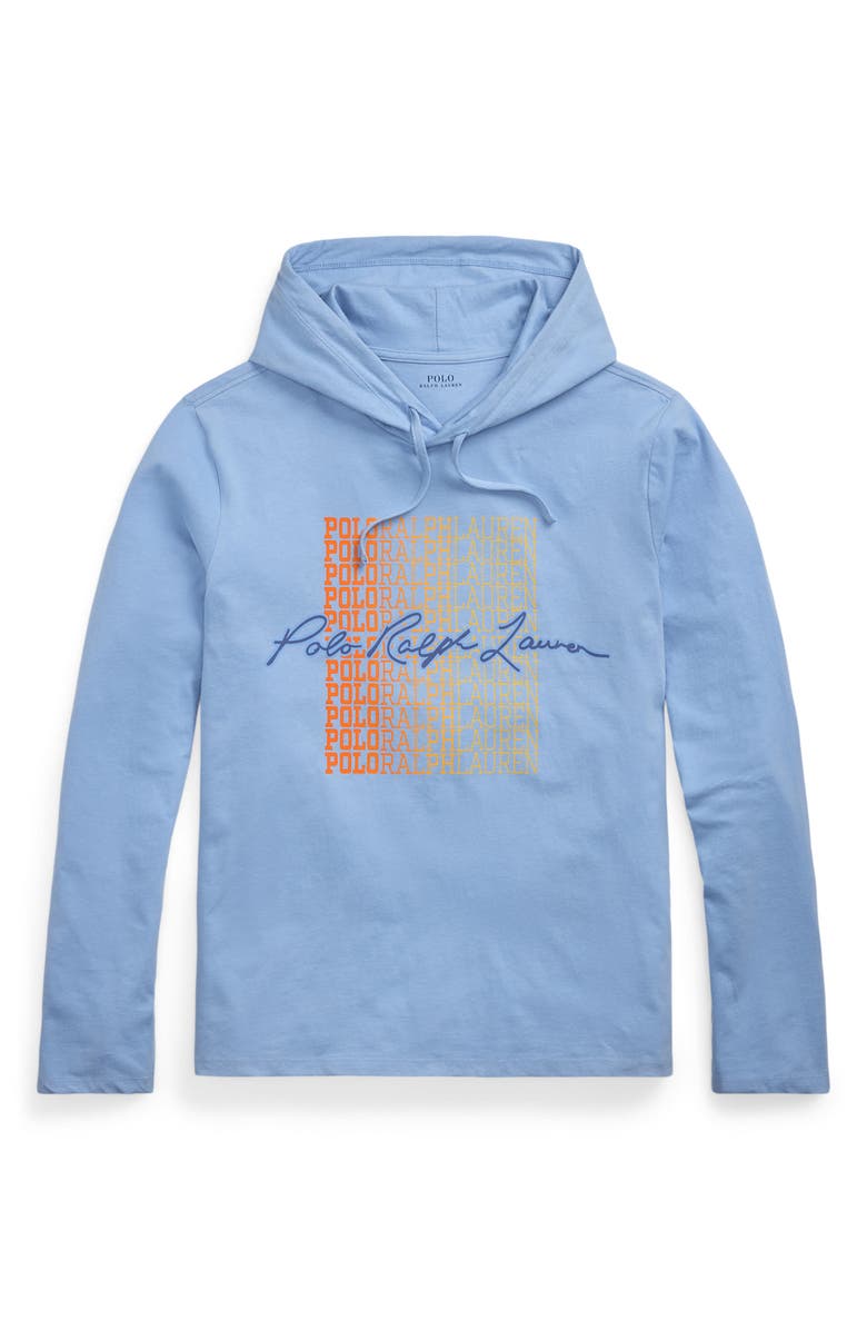 Polo Ralph Lauren Jersey Long Sleeve Hooded T-Shirt, Alternate, color, 25/ Blue Lagoon