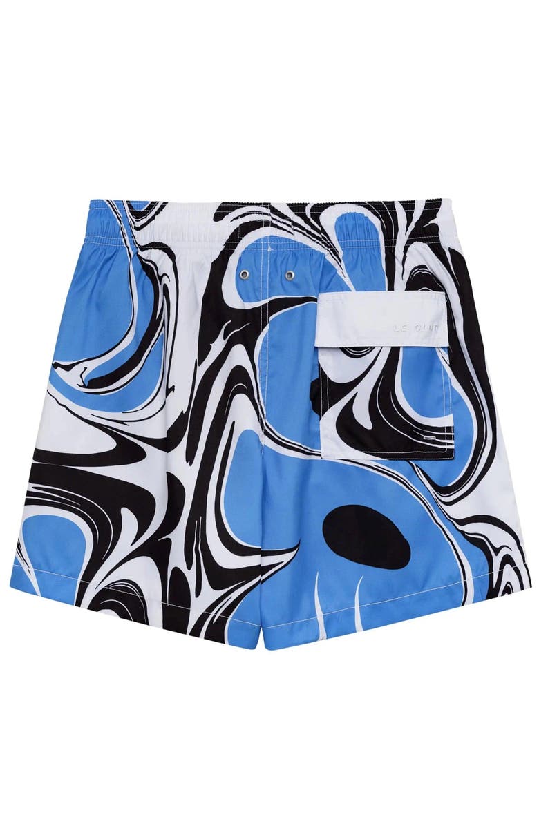 Le Club Resortwear Eco-Friendly 5.5-Inch Le Club Men's Swim Trunks for Sustainable Style, Alternate, color, Blue Black & White