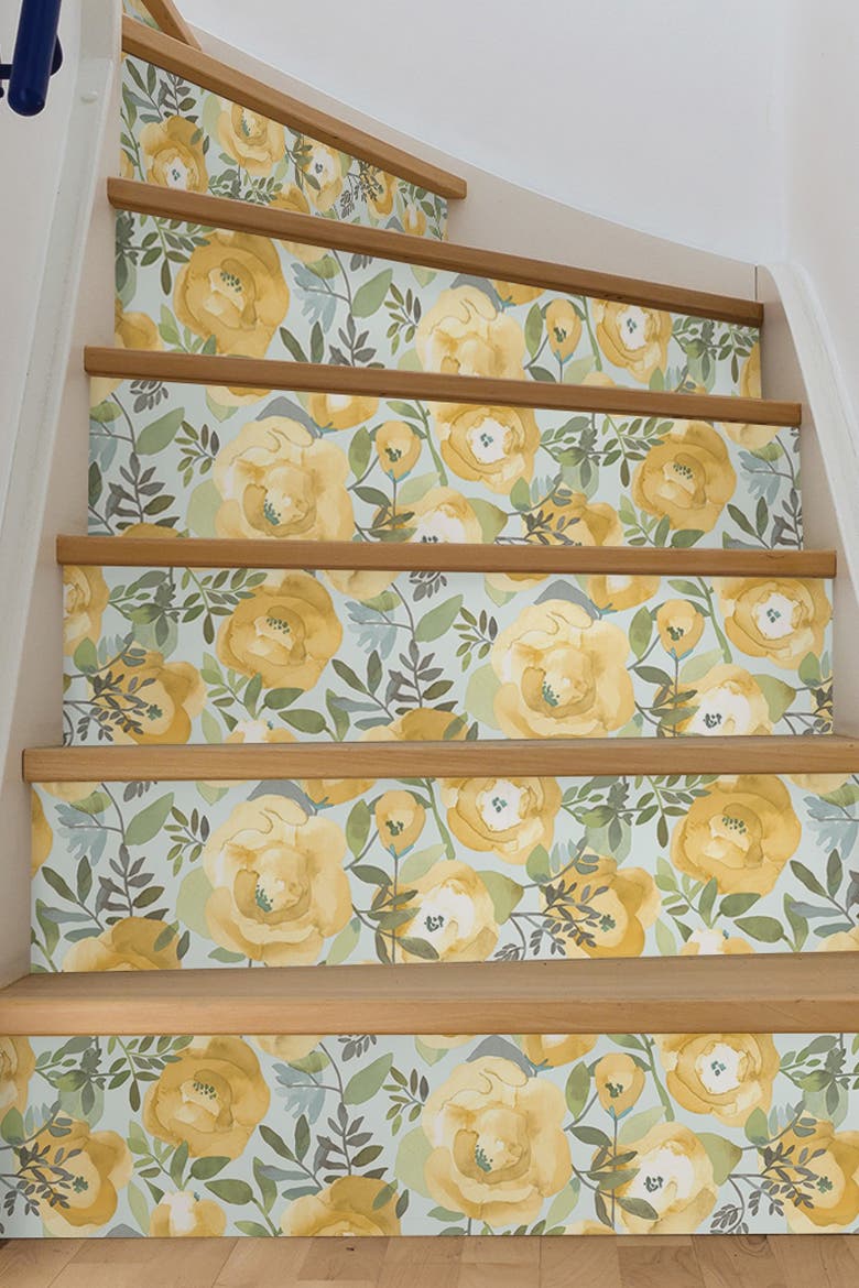 Peachy Keen Yellow Peel & Stick Wallpaper, Alternate, color, YELLOW