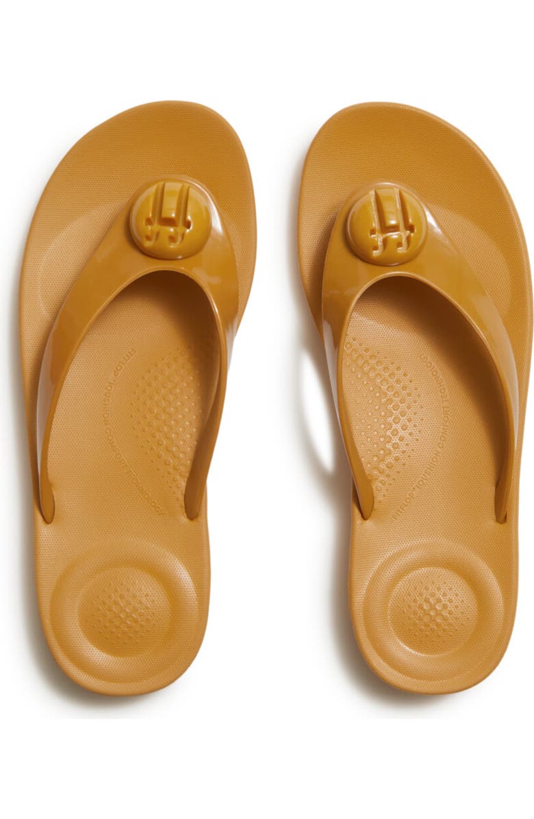FitFlop Iqushion Glossy Flip-Flops, Alternate, color, Turmeric