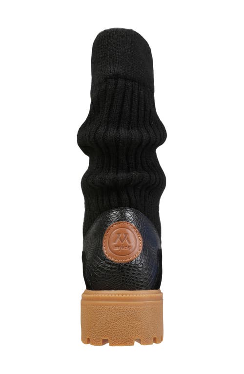Mykos Suede & Knit Boot In Black