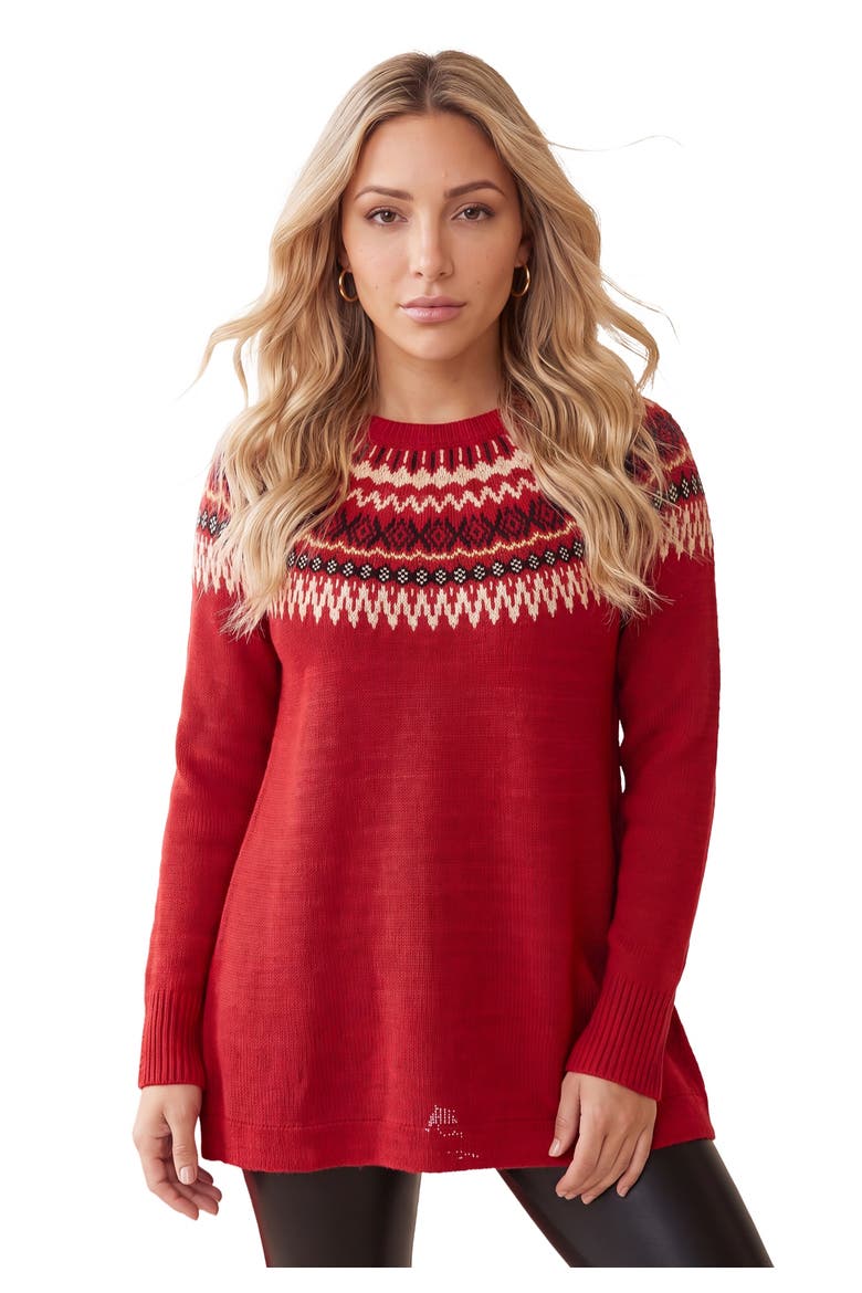 Fair Isle Pullover Sweater, Main, color, RED CLASSIC FAIR ISLE