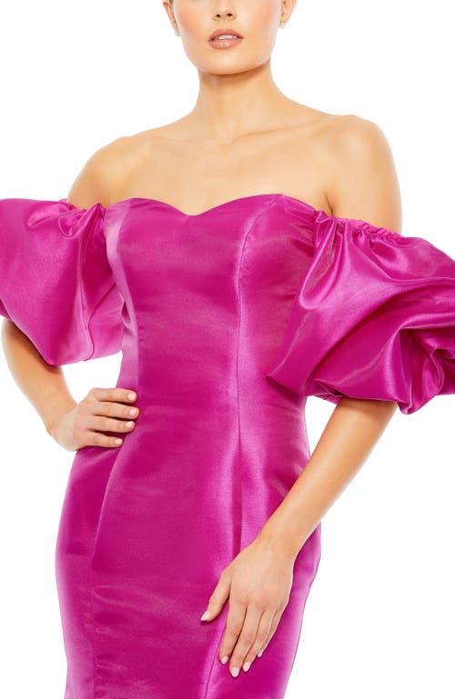 Mac Duggal Sweetheart Off The Shoulder Puff Sleeve Gown In Fuchsia