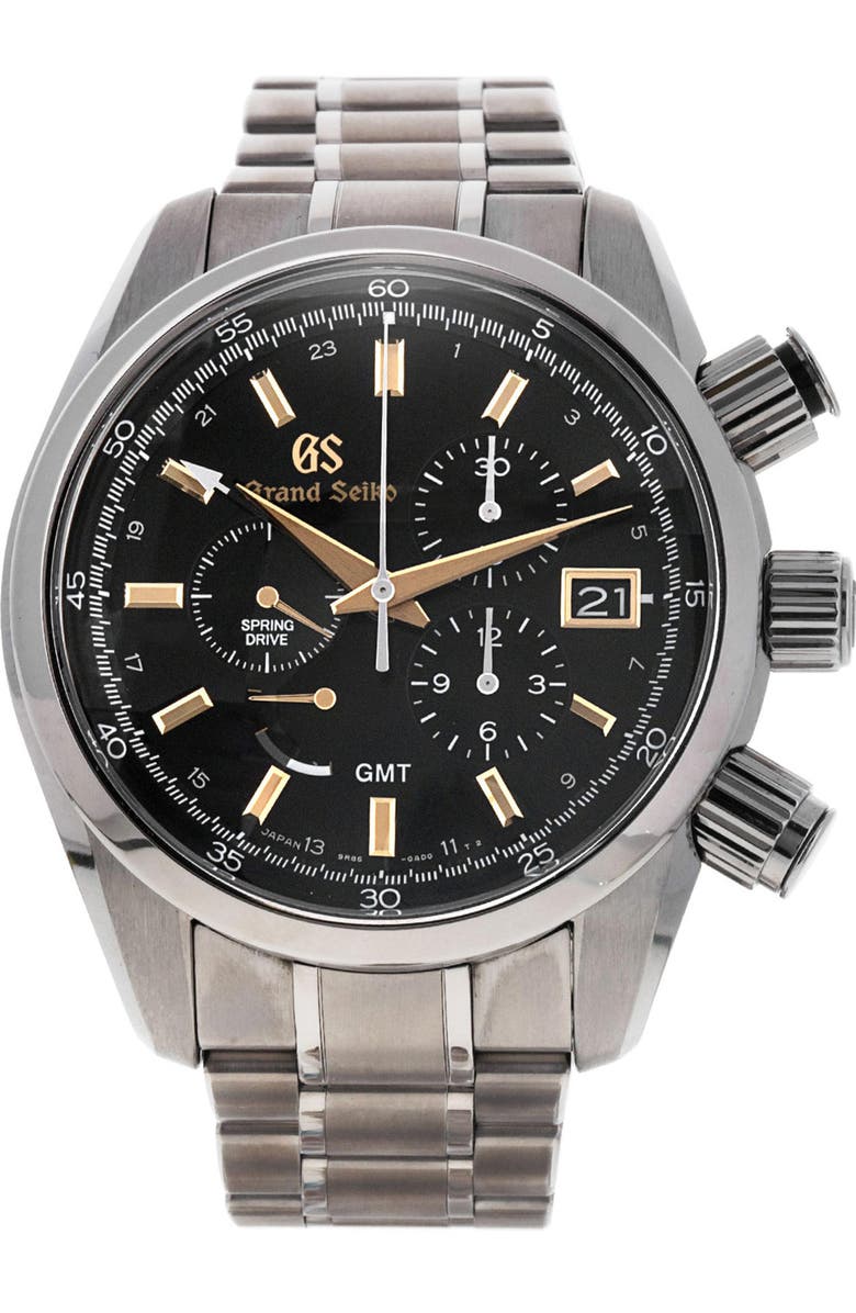 Watchfinder & Co. Grand Seiko Preowned 2021 Spring Drive SBGC205 Bracelet Watch, 43.5mm, Main, color, Black