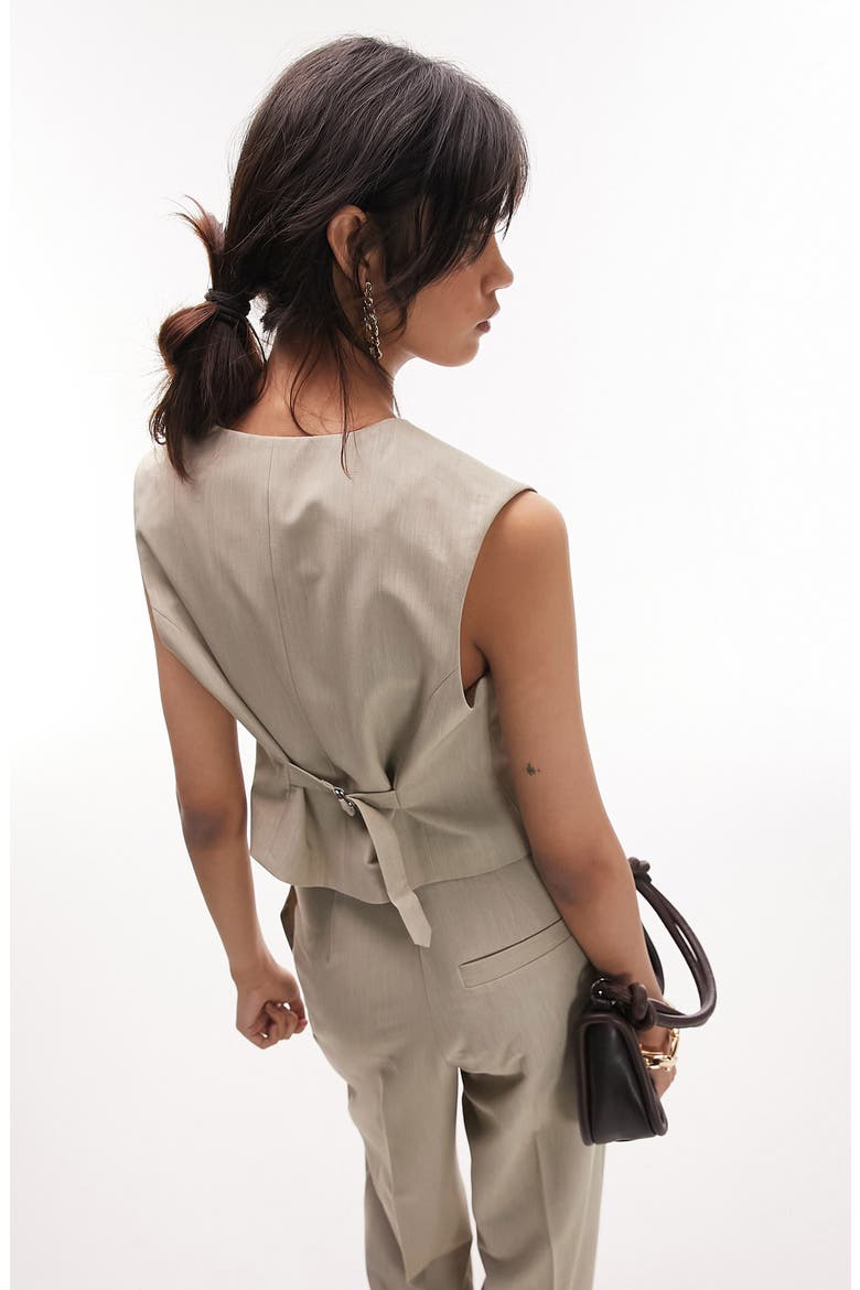 V-Neck Waistcoat, Alternate, color, BEIGE