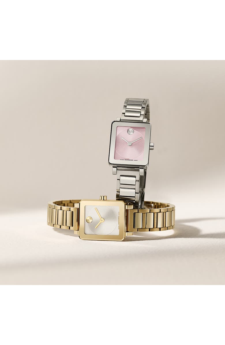 Movado Mini Bold Evolution 2.0 Tank Bracelet Watch, 20mm x 23mm, Alternate, color, Pink