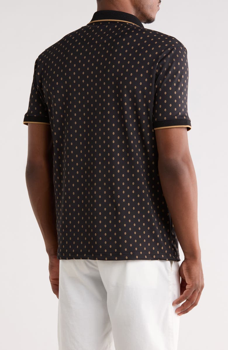 Cactus Man Geo Print Performance Polo, Alternate, color, Black