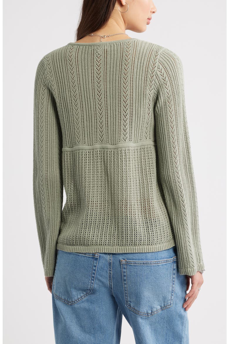 Openstitch Tie Front Cotton Blend Cardigan, Alternate, color, GREEN HALO