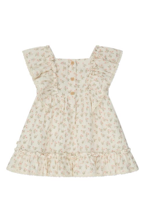 Mori Ruffle Organic Cotton Gauze Dress & Bloomers In Grass Floral