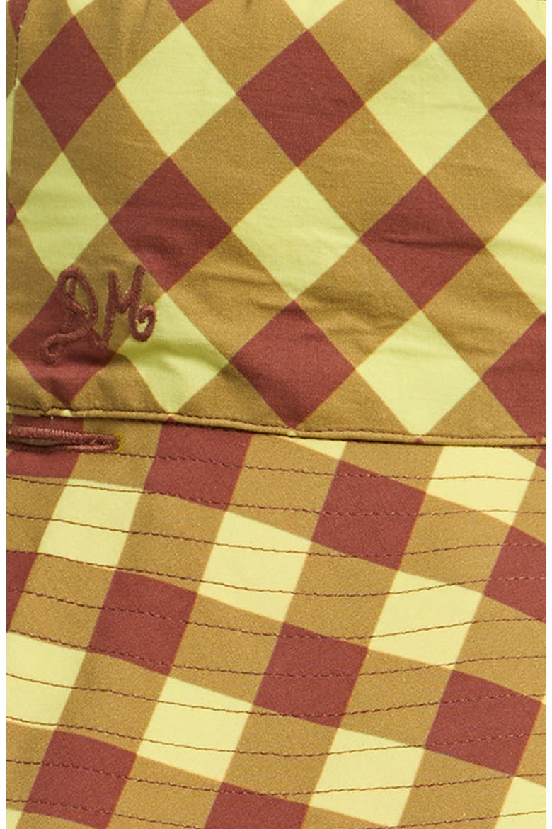 Gingham Check Organic Cotton Sun Hat with Ties, Alternate, color, BROWN MULTI