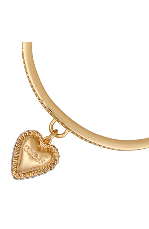 Guess Gold-tone Heart Charm Bangle Bracelet In Gold