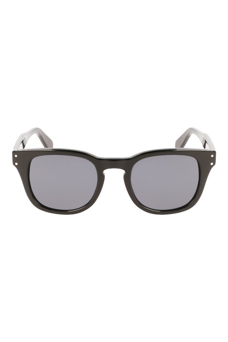 49mm Small Rectangular Sunglasses, Main, color, BLACK