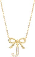 ATHRA LUXE Cubic Zirconia Bow Initial Pendant Necklace