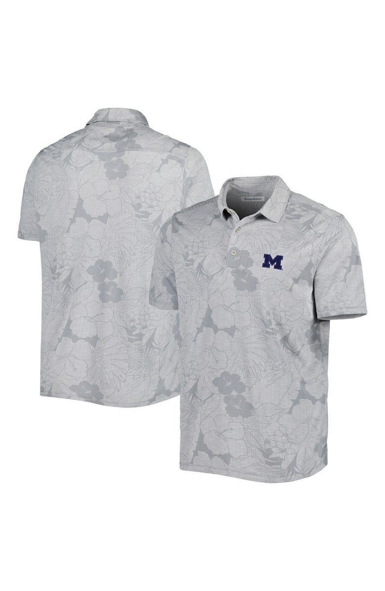 Tommy Bahama Men's Tommy Bahama Gray Michigan Wolverines Miramar Blooms Polo, Main, color, Gray