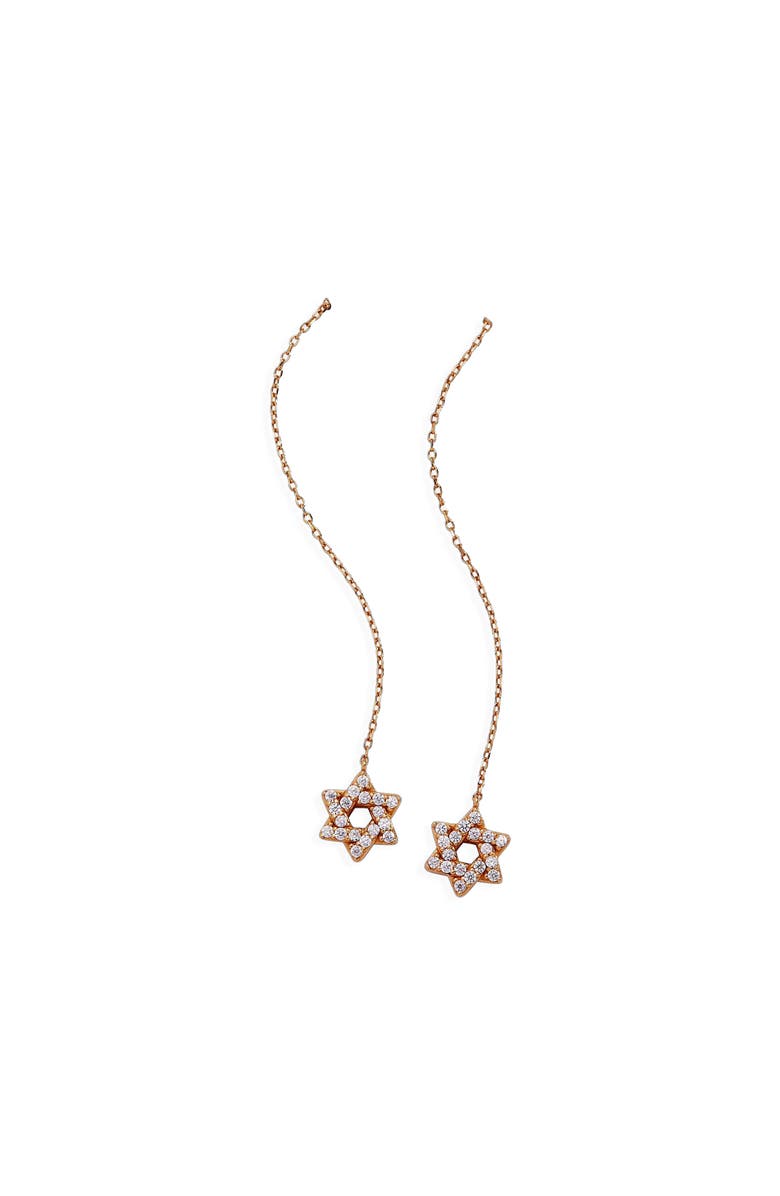 Alex and Ani Delicate Pave Star of David Threader Earrings, Main, color, Gold
