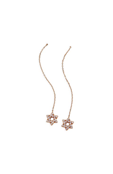 Delicate Pave Star of David Threader Earrings