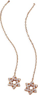 Alex and Ani Delicate Pave Star of David Threader Earrings