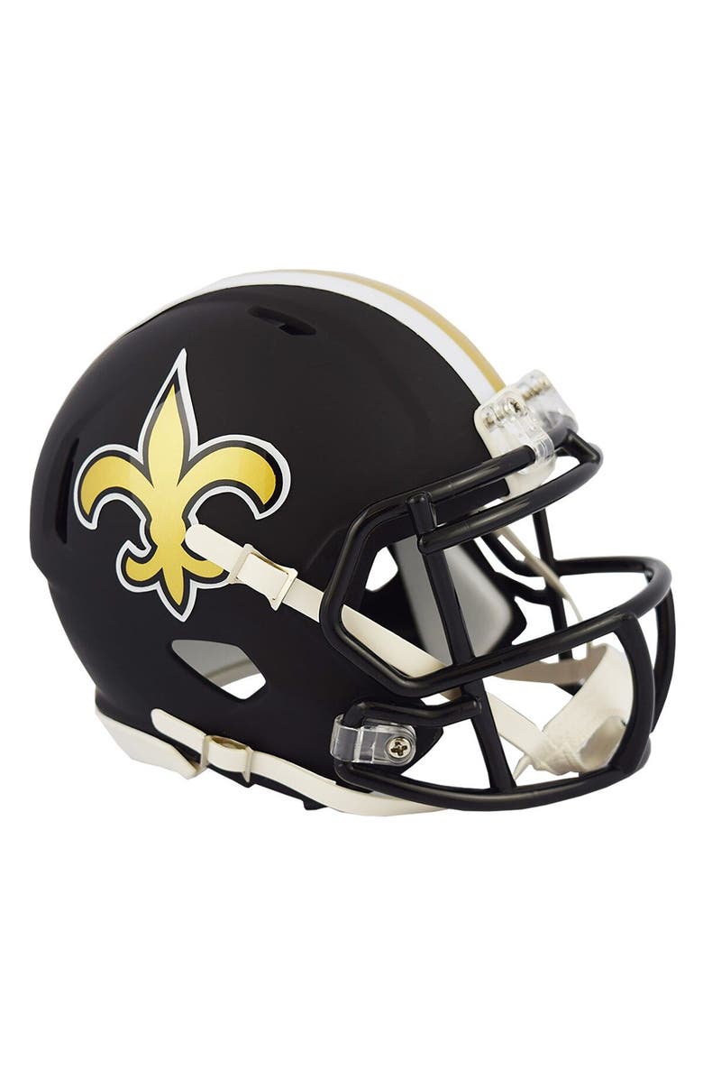 RIDDELL New Orleans Saints Black Matte Alternate Speed Mini Football Helmet, Main, color, 