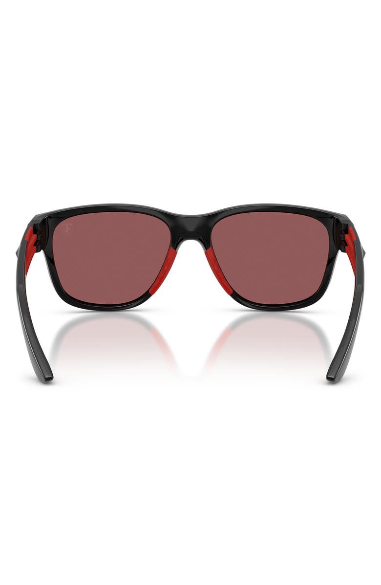 Scuderia Ferrari 57mm Pillow Sunglasses, Alternate, color, Black Shiny / Red Contrast Pro