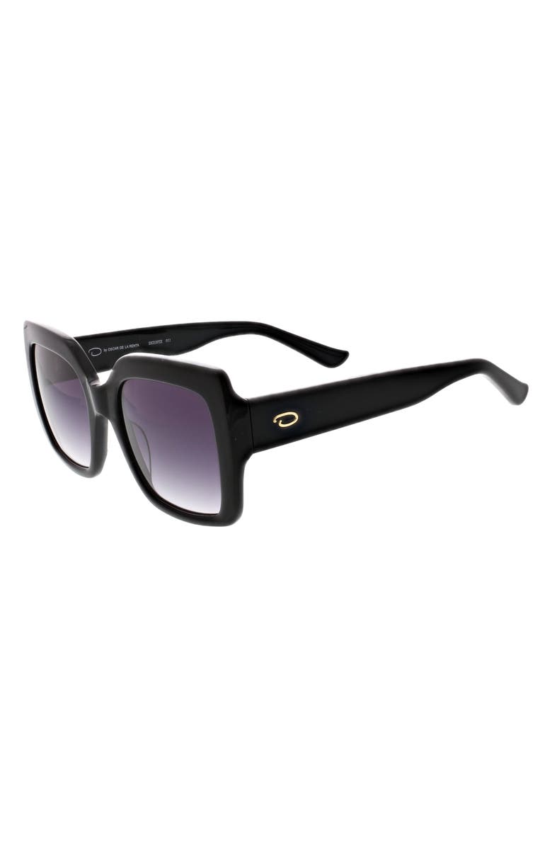 Oscar de la Renta 53mm Extreme Square Large Glam Sunglasses, Alternate, color, Black