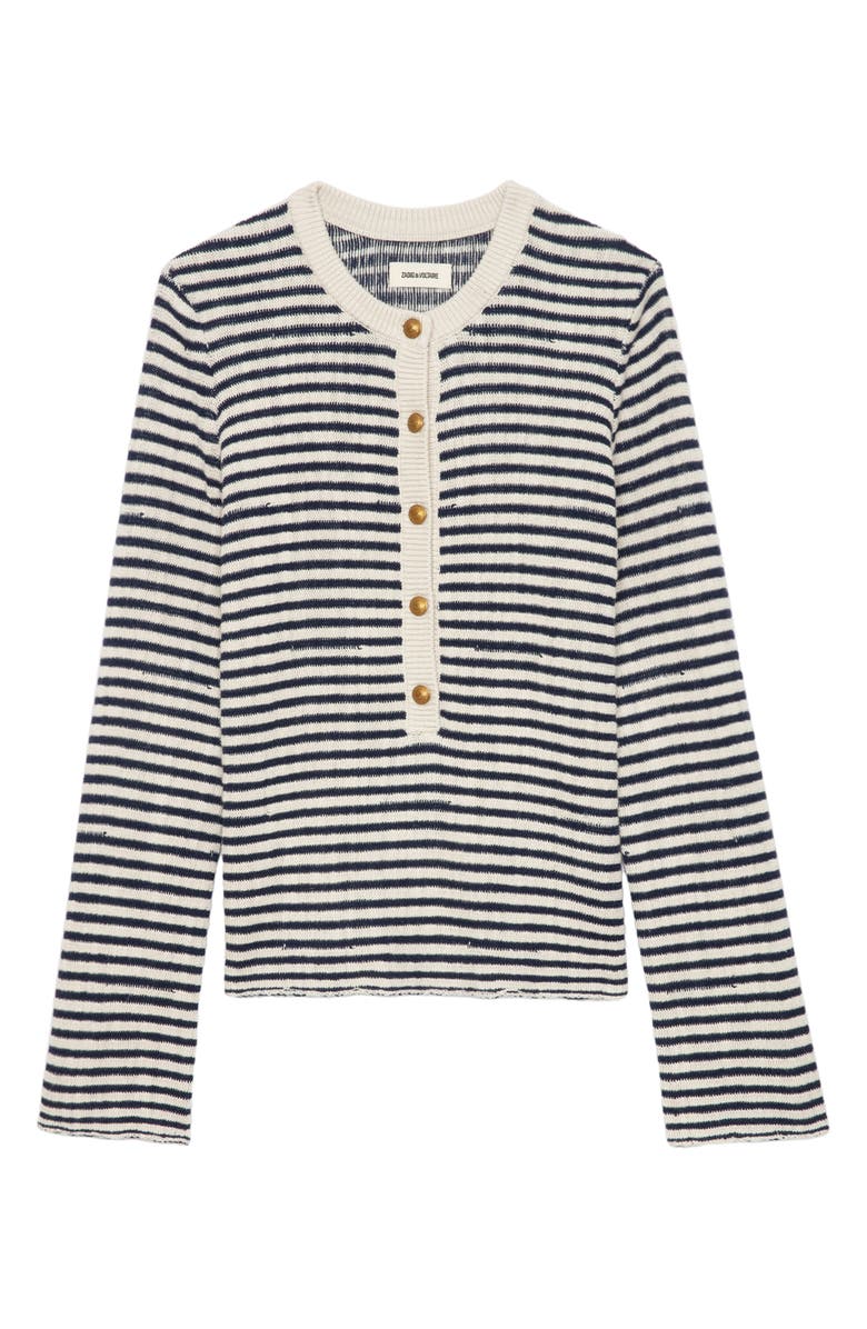 Zadig & Voltaire Mandala Stripe Henley Sweater, Alternate, color, 