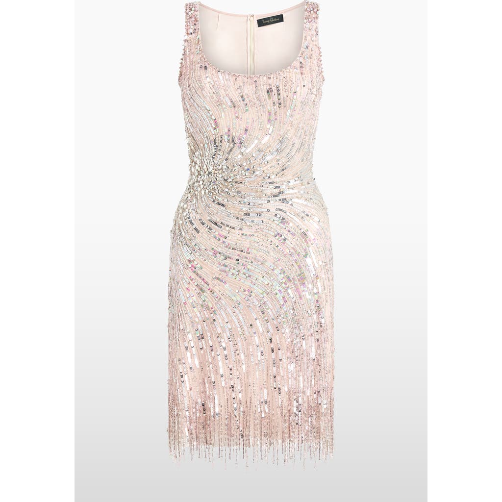 Jenny Packham Swirly Sequin-embelished Mini Dress In Neutral