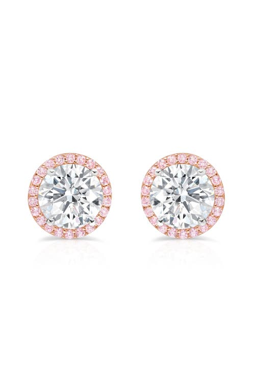 Crislu Brilliant Cut Pink Cubic Zirconia Halo Stud Earrings In Silver