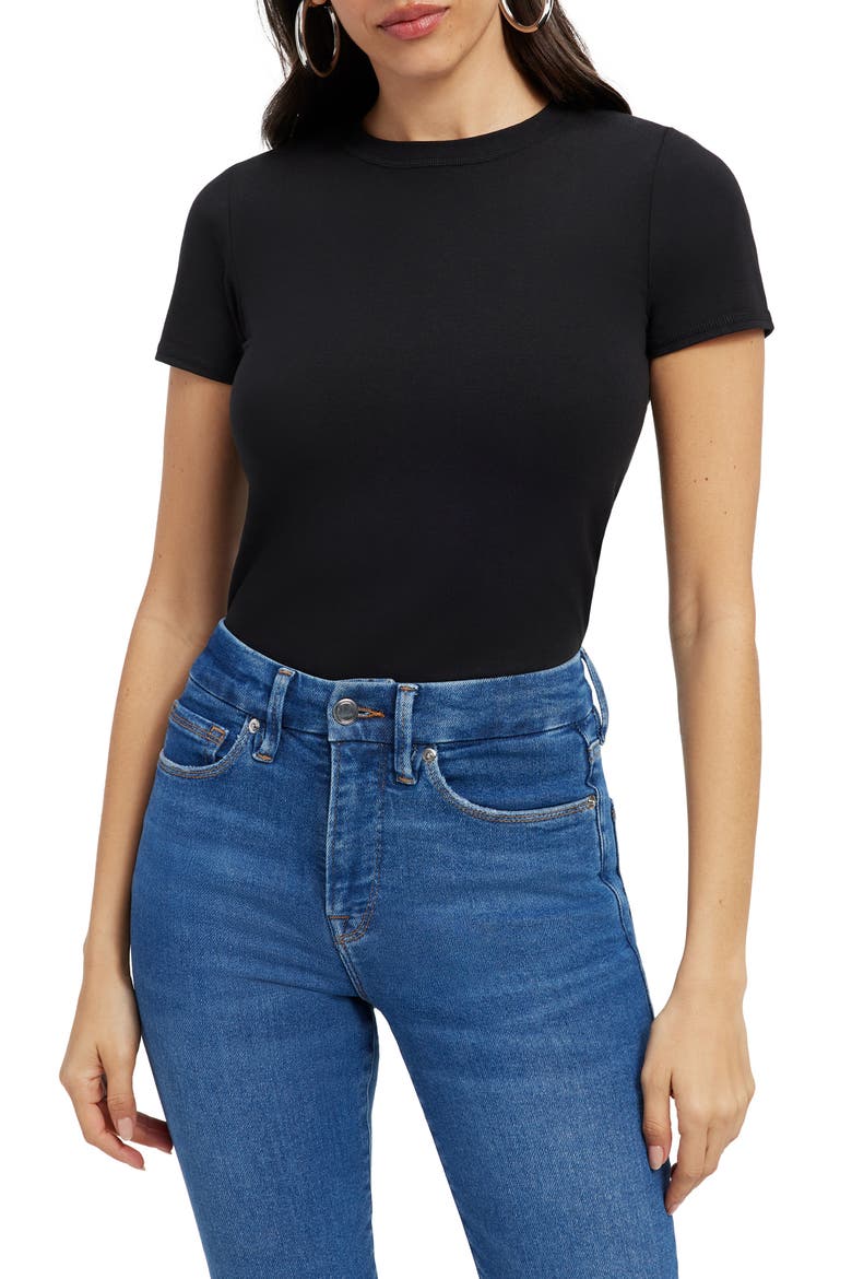Stretch Cotton Baby Tee, Main, color, BLACK