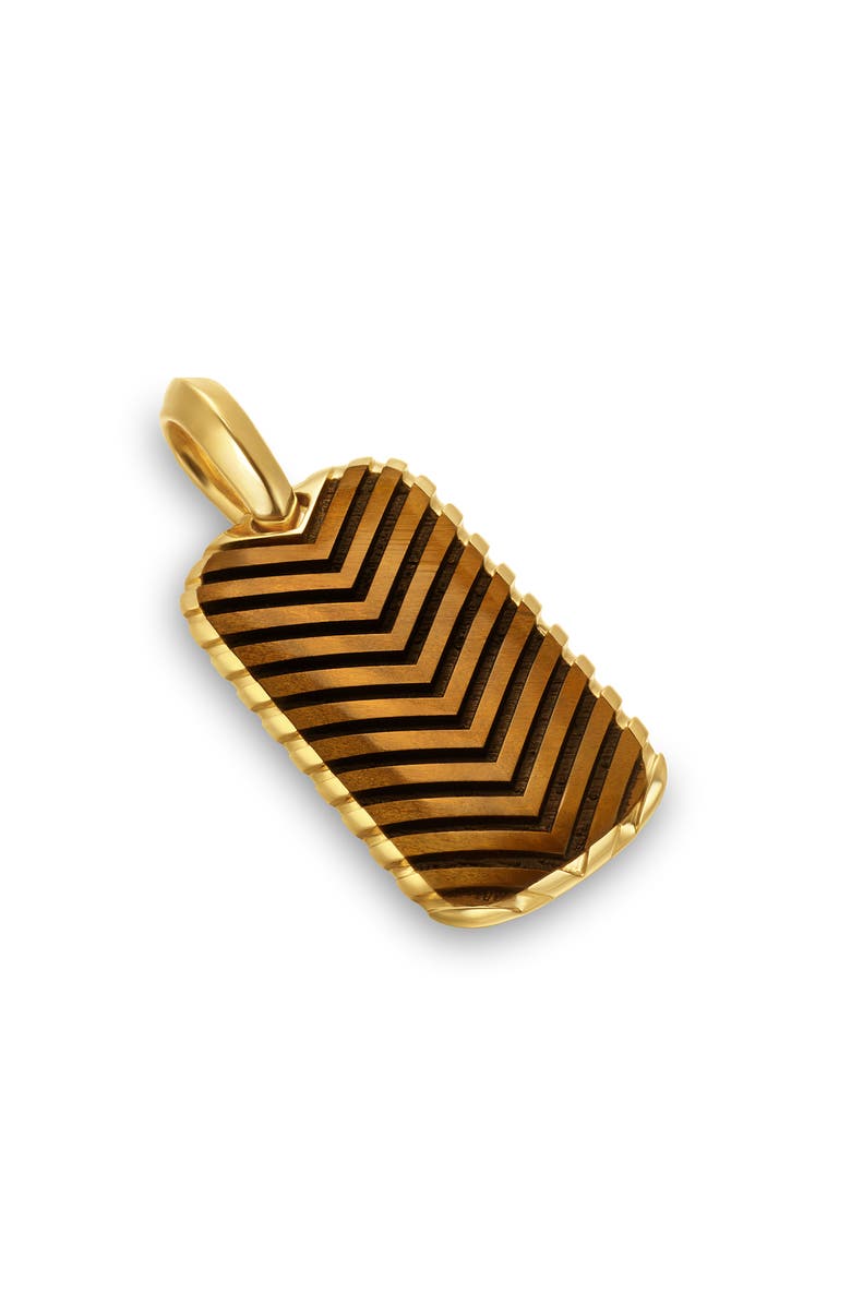 David Yurman Men's Chevron Tag in 18K Yellow Gold with Tiger's Eye, 27mm, Alternate, color, Gold