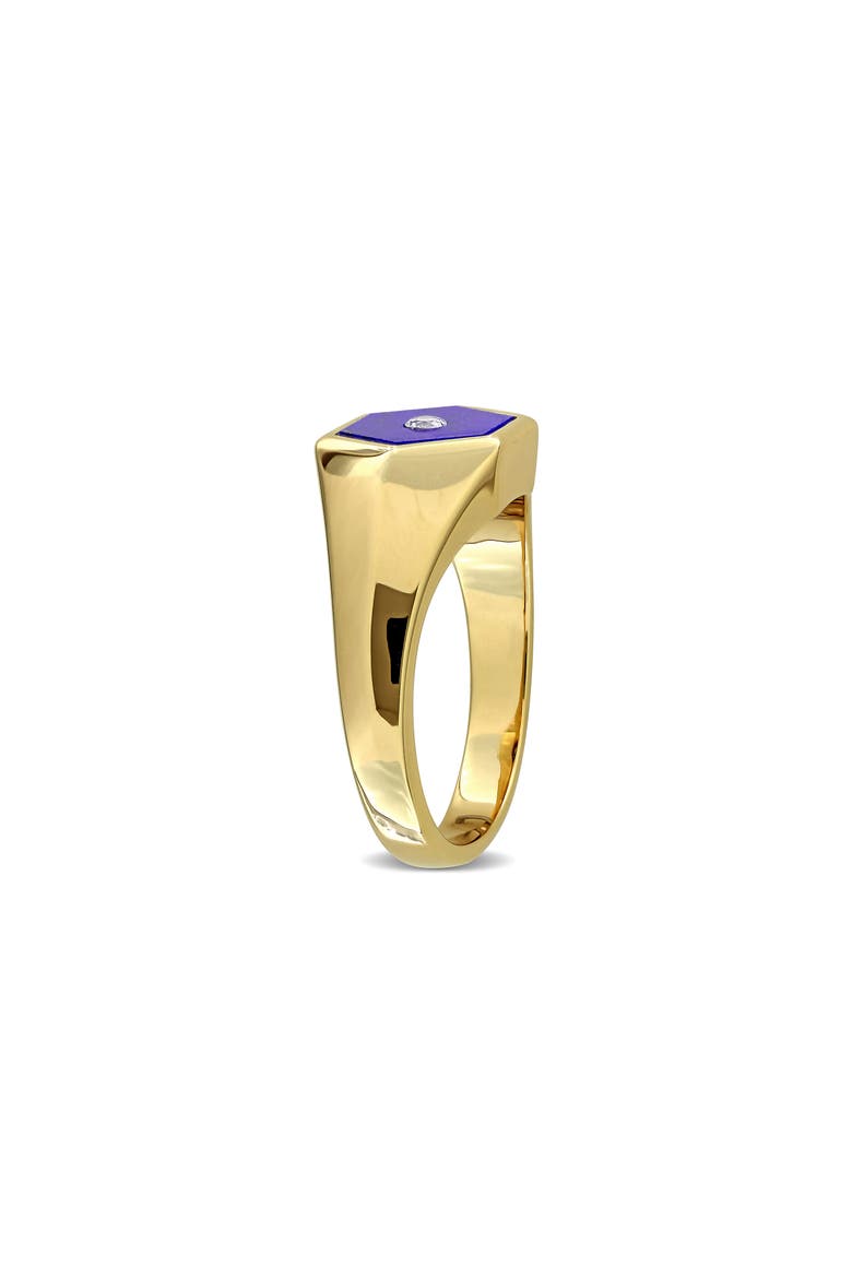 Lazuli Lapis & Diamond Hexagon Ring - 0.04ct., Alternate, color, BLUE