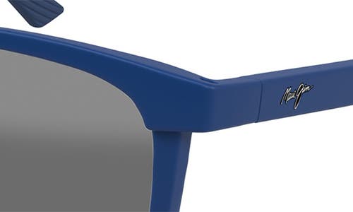 Maui Jim Hulili 57mm Polarized Rectangular Sunglasses In Matte Blue